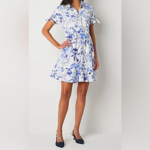 R&K Dresses & Skirts - R & K Originals Womens Short Sleeve Floral Fit + Flare Dress Size 18 N…